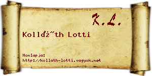 Kolláth Lotti névjegykártya